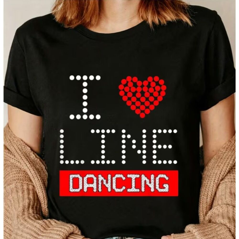I Love Line Dancing T-Shirt, Heart (X-Large)